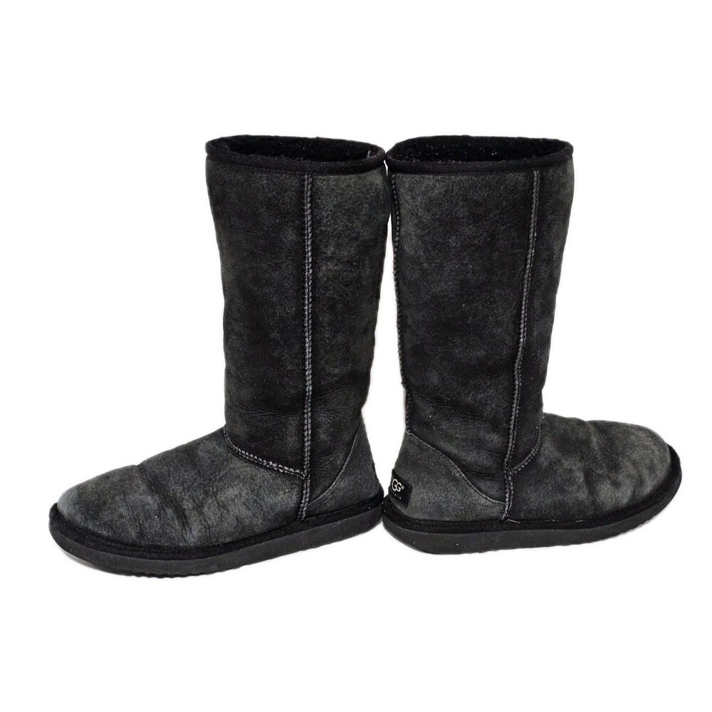 UGG Australia Boots Women's Classic Tall Boots Black Size 7 Leather Sheepskin - Picture 7 of 14
